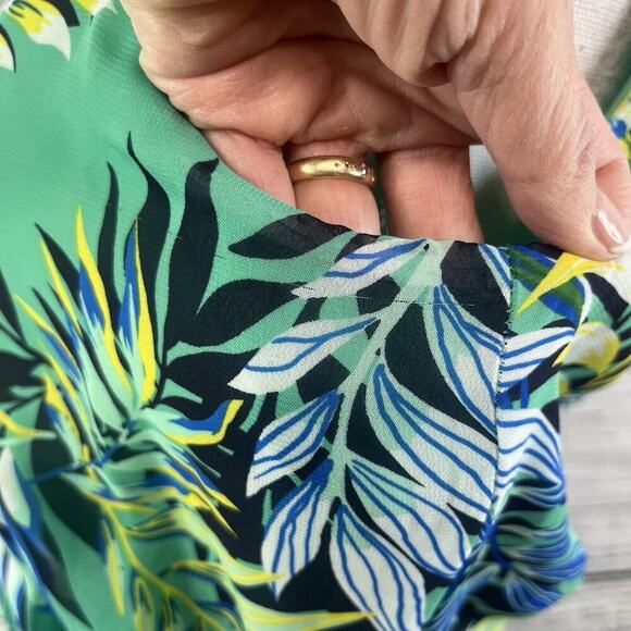 Nine West Dress size 8 Long Maxi Green Yellow Floral Tropical Wedding Hawaiian - Picture 12 of 16